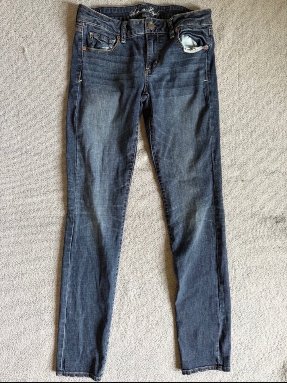 American Eagle Skinny Jeans Women's Size 10 Long Dark Wash Stretch Denim